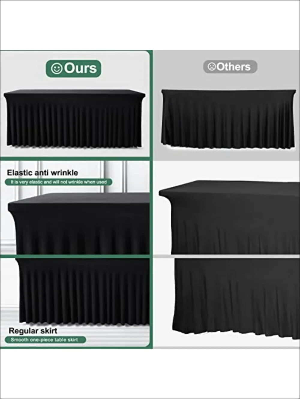 Spandex Table Cloth Skirt for 6FT Rectangle Table One-Piece Stretch